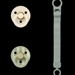 Colour Pacifier & Loop Clip Gift Set Latex Size 1 Sage*BIBS