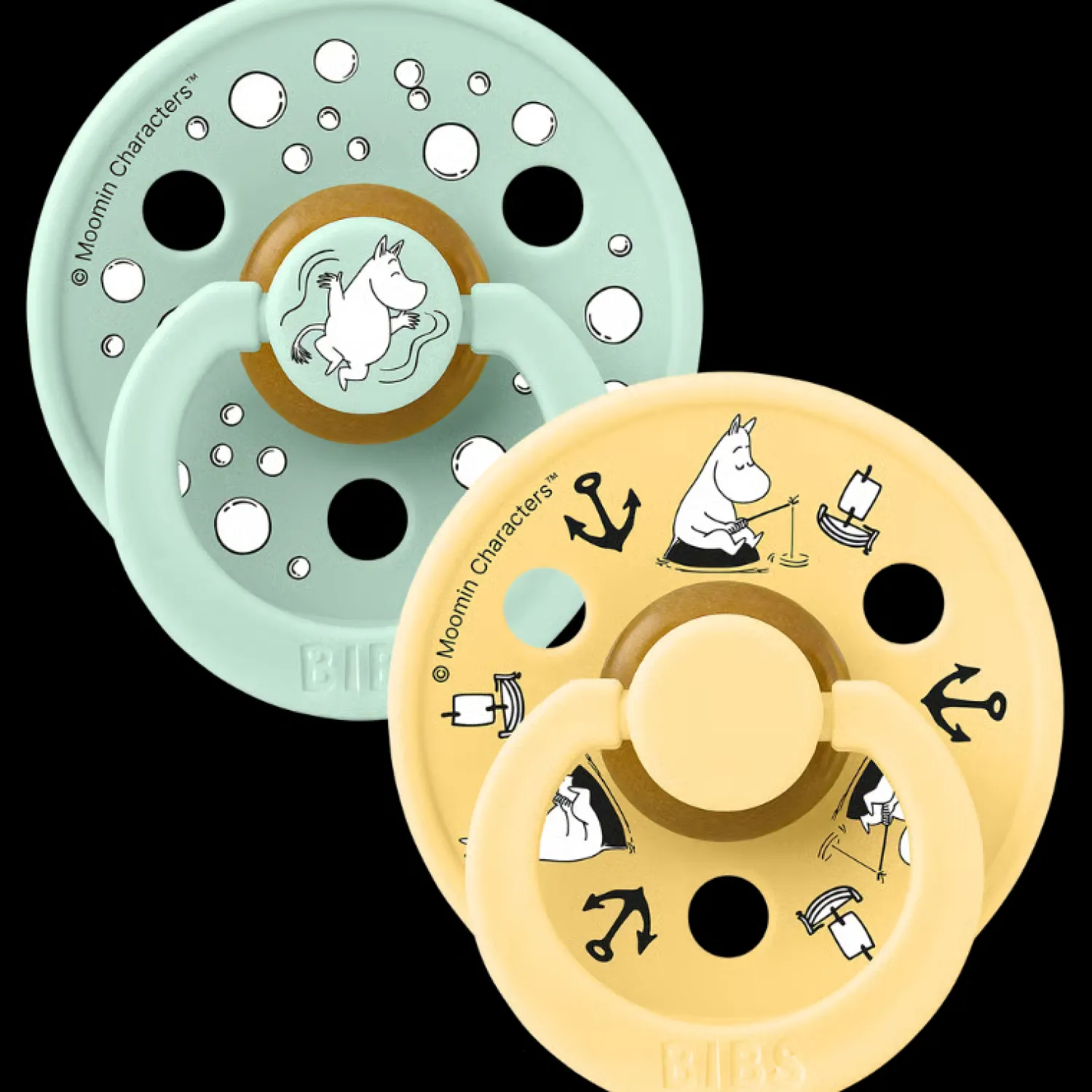 x Moomin Pacifier Colour 2 pack Sailing Latex Size 2 Nordic Mint mix*BIBS Clearance