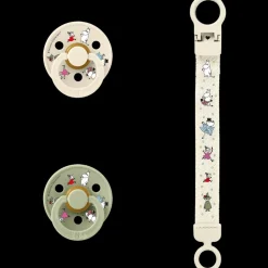 x Moomins Colour Pacifier & Loop Clip Gift Set Latex Size 2 Ivory/Sage*BIBS Best
