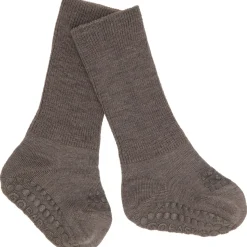 Brown Melange Non-Slip Strømper I Merino Uld*Gobabygo Hot
