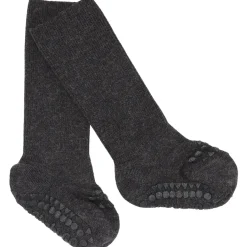 Dark Grey Melange Non-Slip Strømper Bambus*Gobabygo Clearance