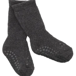 Dark Grey Melange Non-Slip Strømper Organic Terry Bomuld*Gobabygo Sale