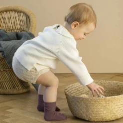 Misty Plum Non-Slip Strømper Bambus*Gobabygo New