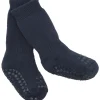 Navy Blue Non-Slip Strømper Organic Terry Bomuld*Gobabygo New