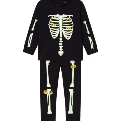 Black Yellow Oween Top Sæt Skeleton*Name It