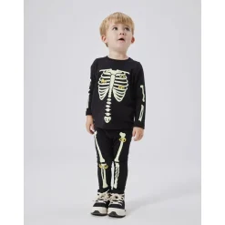 Black Yellow Oween Top Sæt Skeleton*Name It