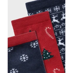 Dark Sapphire Jester Red Richristmas 3-pak Strømper*Name It Sale