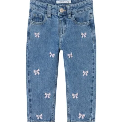 Medium Blue Denim Bows Bella Mom Embroidery Jeans Noos*Name It New