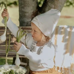 Tophue Windproof 2-lags Sløjfe Eggshell*Racing Kids Clearance