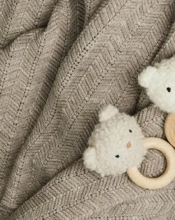 babytæppe, fishbone, merino uld - nature*Smallstuff Best
