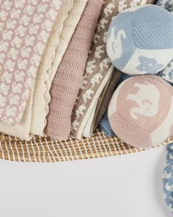 Babytæppe med elefanter, merino uld, powder*Smallstuff Discount