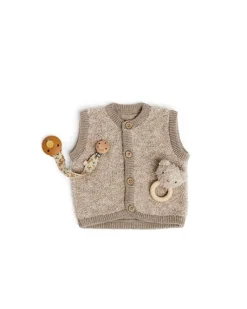 Vest, bouclé uld, natur melange*Smallstuff Online