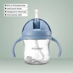 Sugerørskop Tritan 220ml Himmelblå*Mininor New